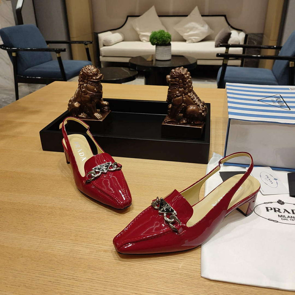 Prada 1D193N Patent Leather Slingbacks 50 mm Heel P67328