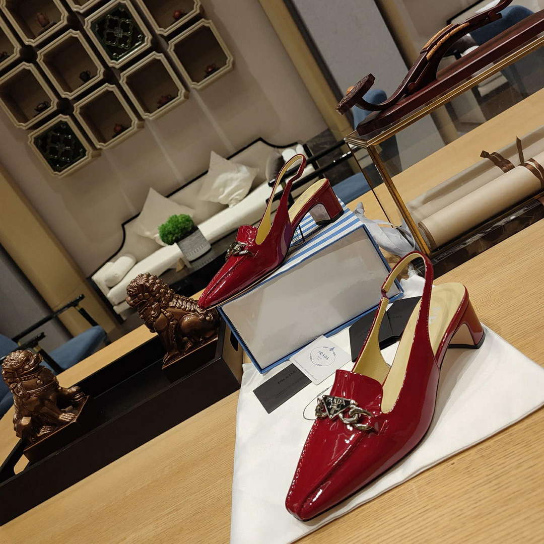Prada 1D193N Patent Leather Slingbacks 50 mm Heel P67328