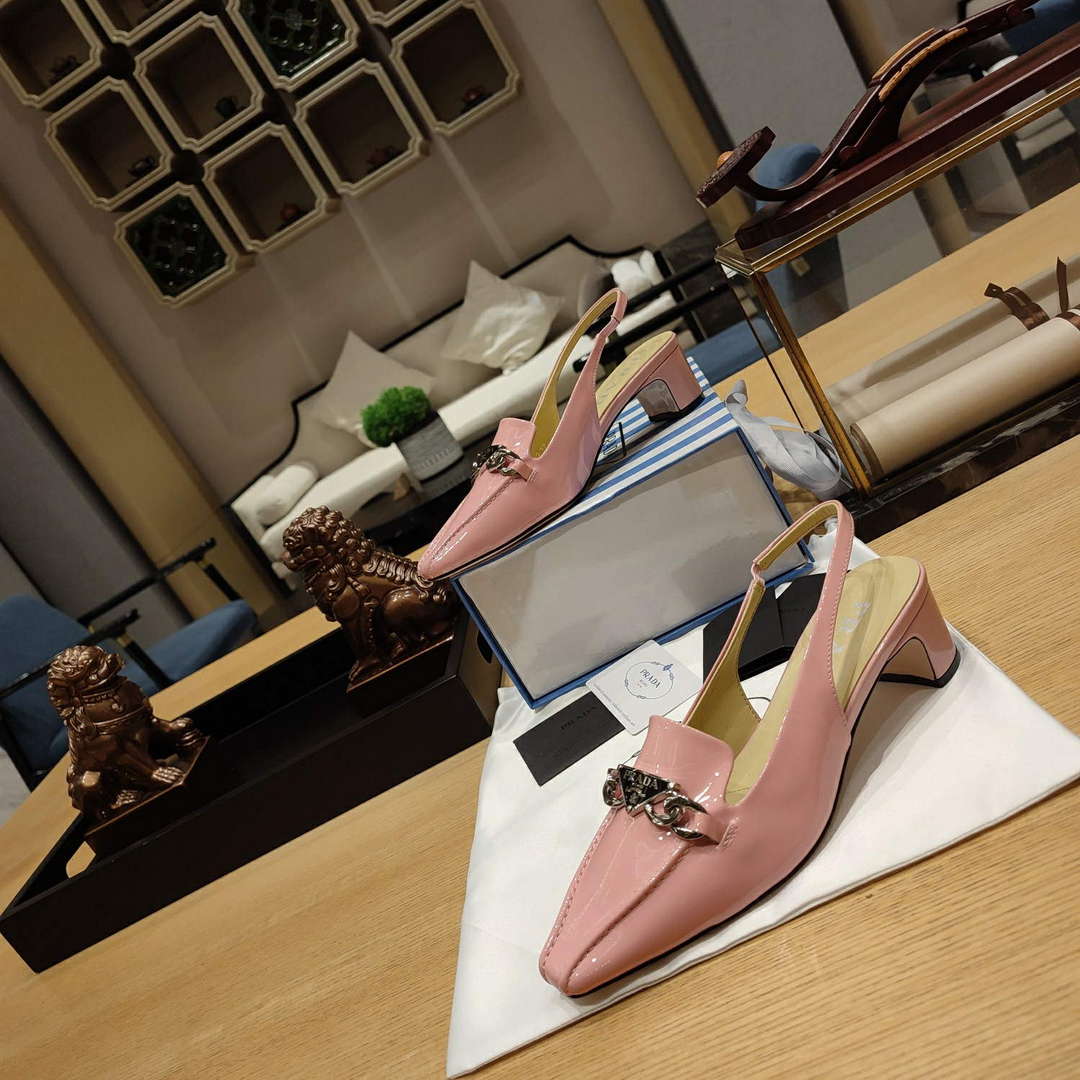 Prada 1D193N Patent Leather Slingbacks 50 mm Heel P67329