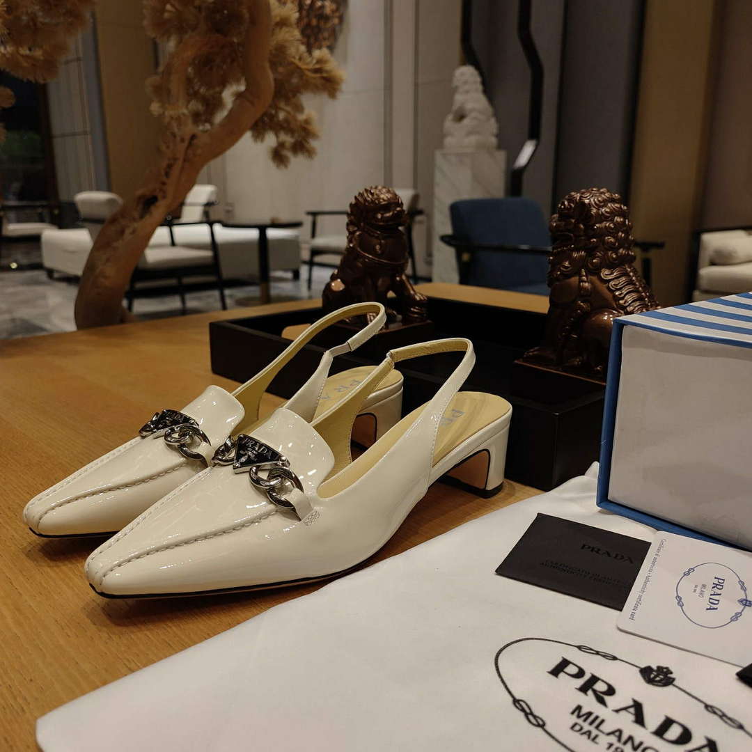 Prada 1D193N Patent Leather Slingbacks 50 mm Heel P67330 - 35 - View 1