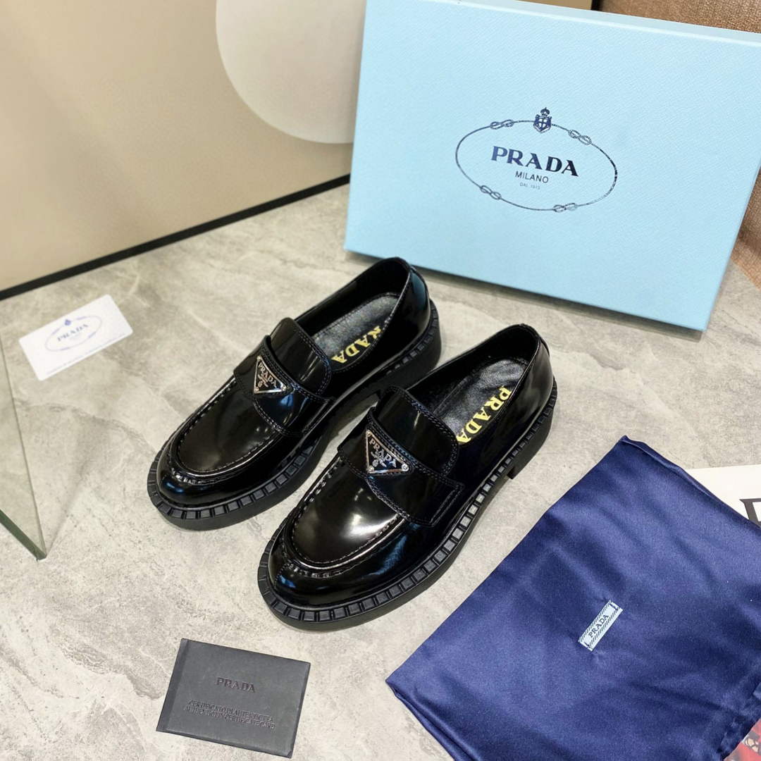 Prada 1D246M Chocolate brushed leather loafers P91182 - 34 - View 1