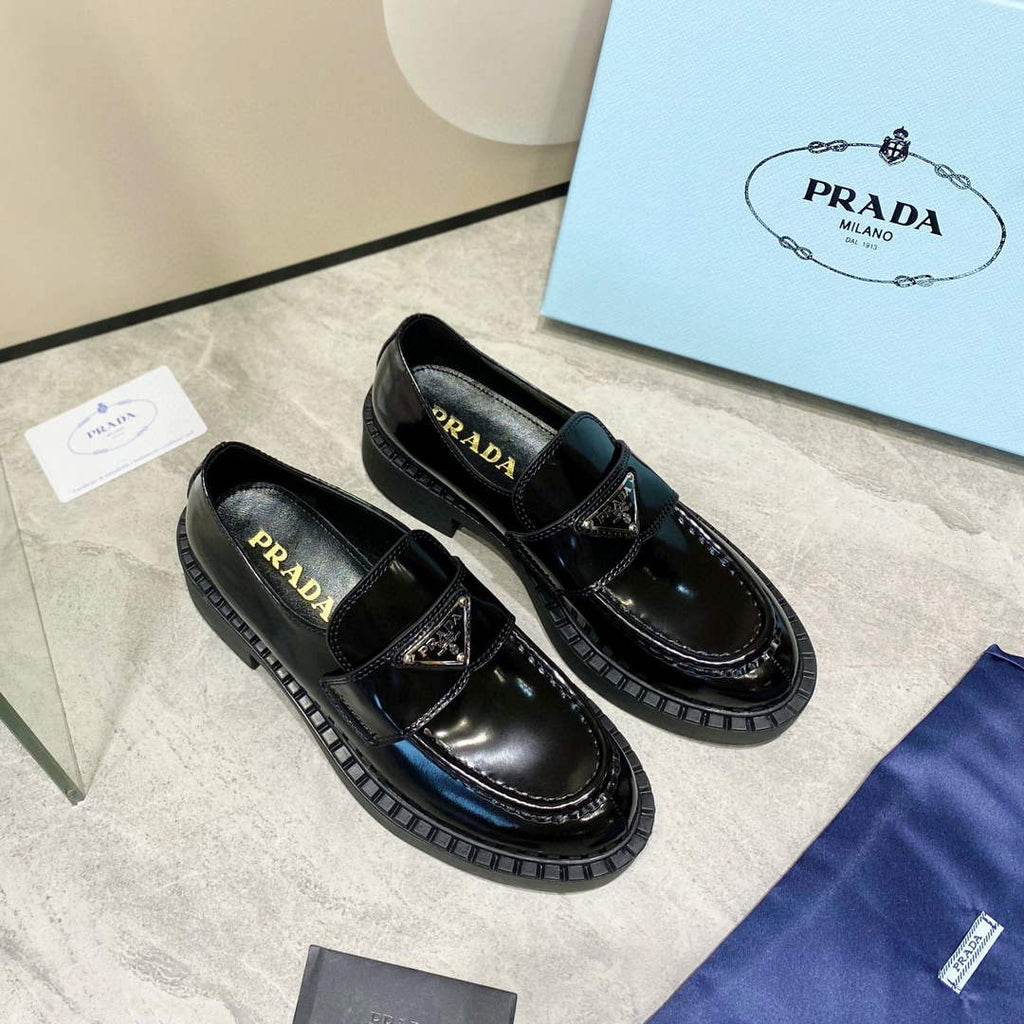 Prada 1D246M Chocolate brushed leather loafers P91182