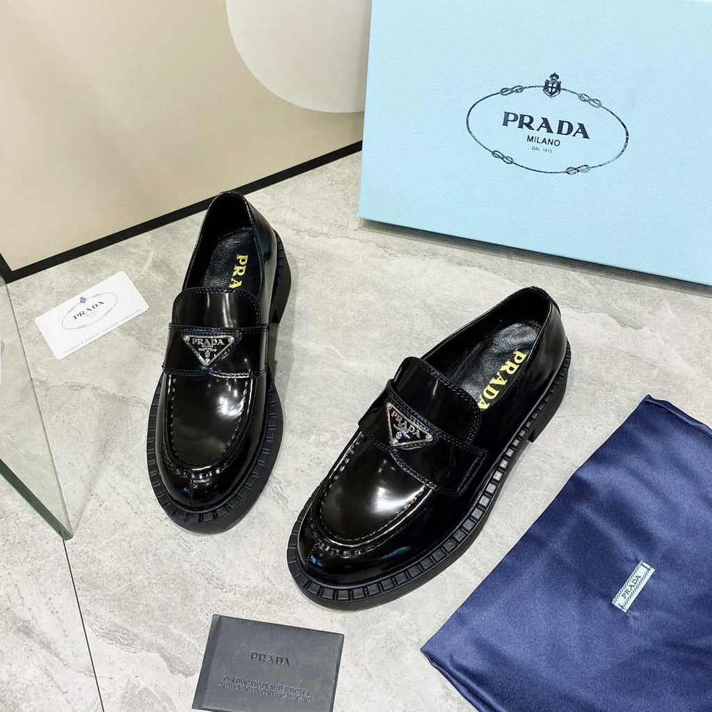 Prada 1D246M Chocolate brushed leather loafers P91182