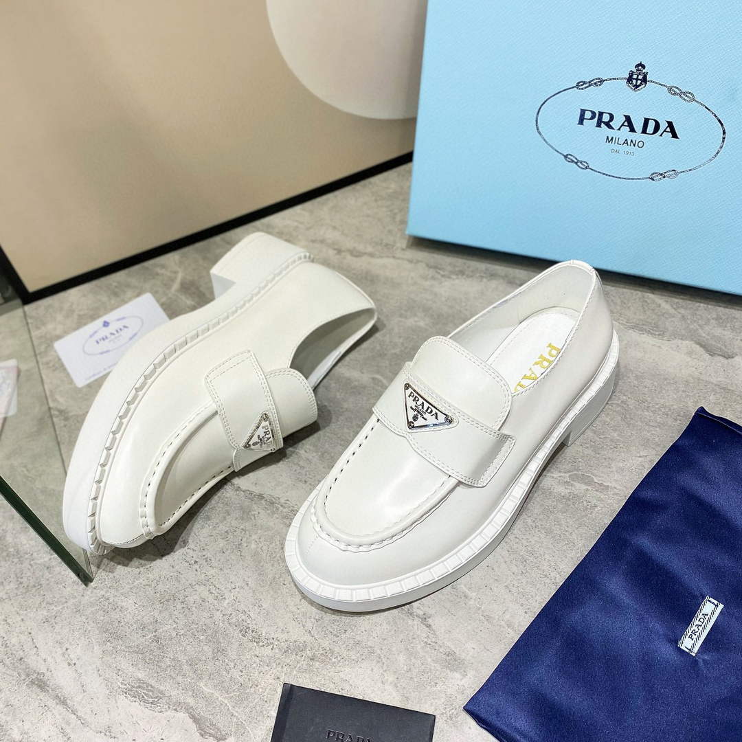 Prada 1D246M Chocolate brushed leather loafers P91183