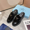 Prada 1D652M Chocolate brushed leather mules P91184 - 34 - View 1
