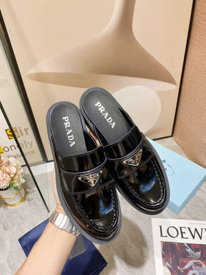 Prada 1D652M Chocolate brushed leather mules P91184 - 34 - View 2