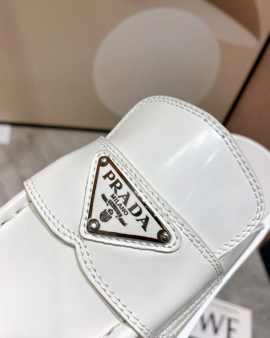 Prada 1D652M Chocolate brushed leather mules P91185