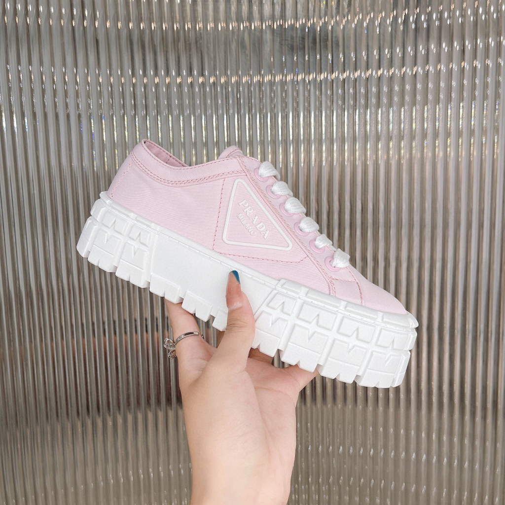 Prada 1E260M Double Wheel nylon gabardine sneakers Pink