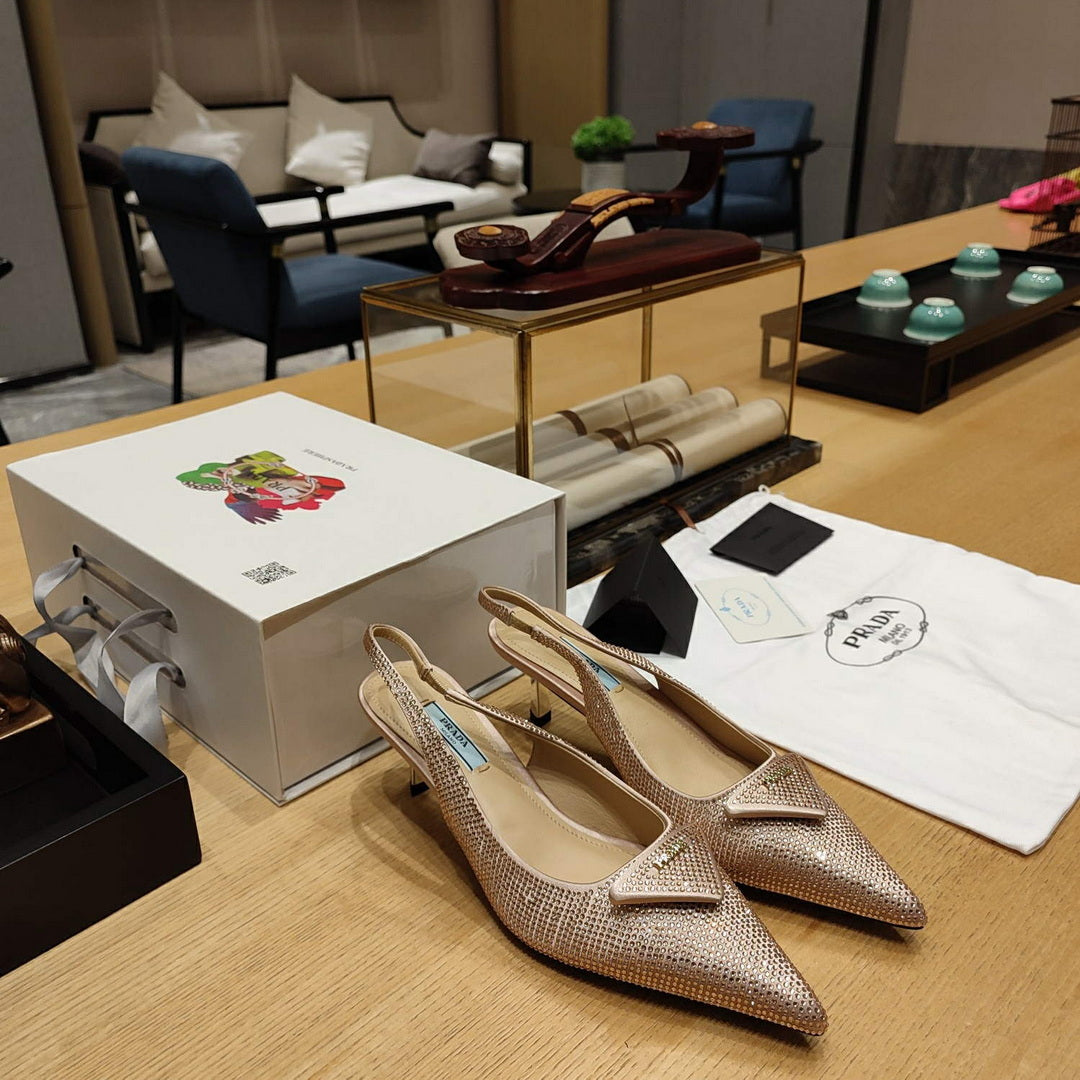 Prada 1I021N Satin slingbacks with crystals P78530 - 35 - View 1