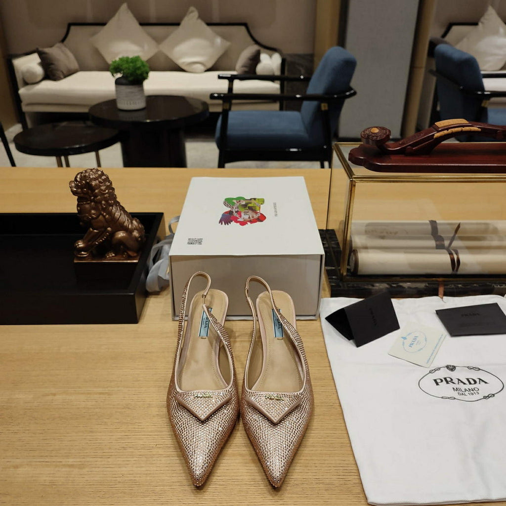 Prada 1I021N Satin slingbacks with crystals P78530