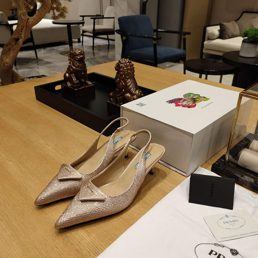 Prada 1I021N Satin slingbacks with crystals P78530