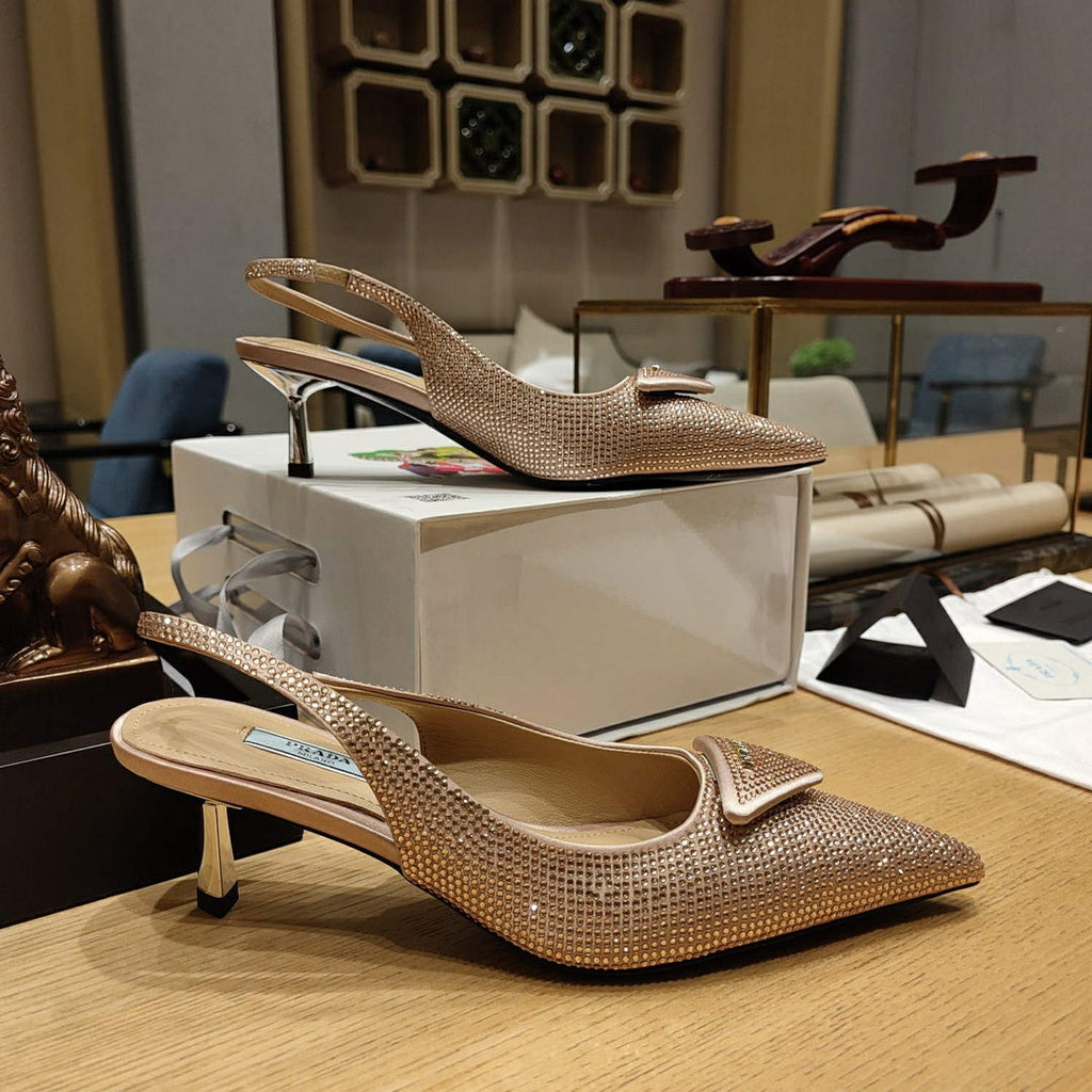 Prada 1I021N Satin slingbacks with crystals P78530