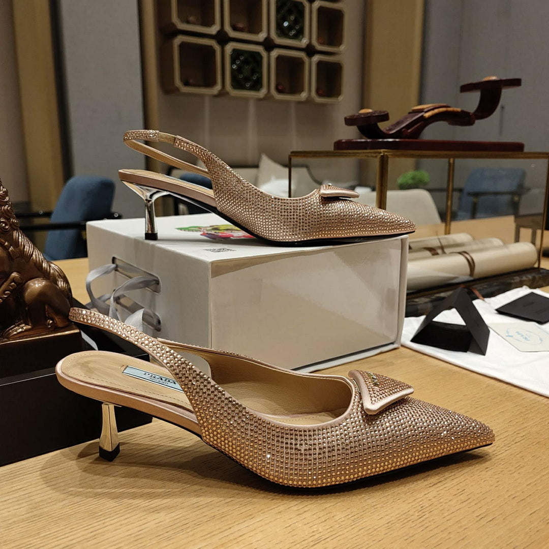 Prada 1I021N Satin slingbacks with crystals P78530