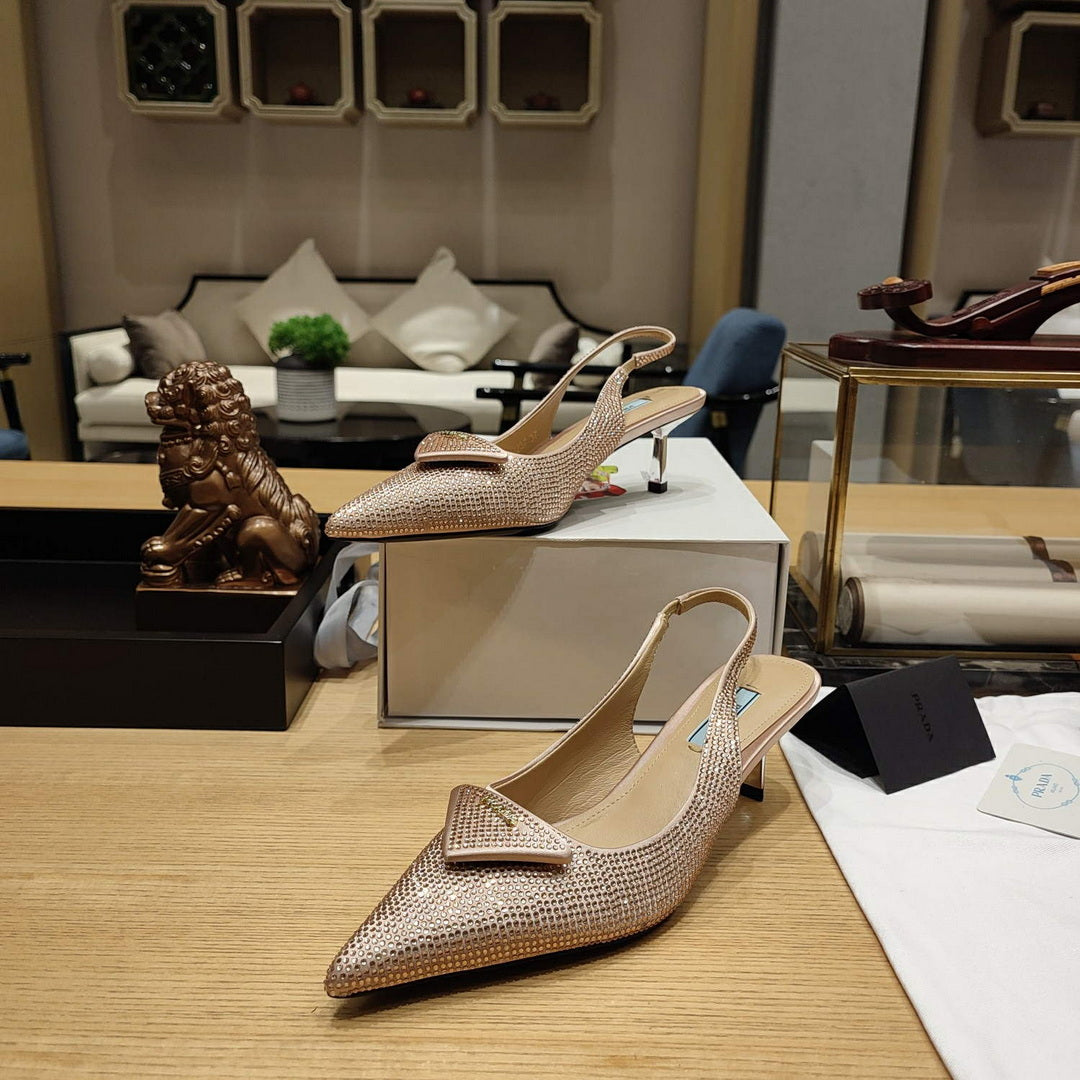 Prada 1I021N Satin slingbacks with crystals P78530