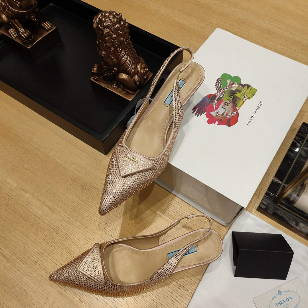 Prada 1I021N Satin slingbacks with crystals P78530