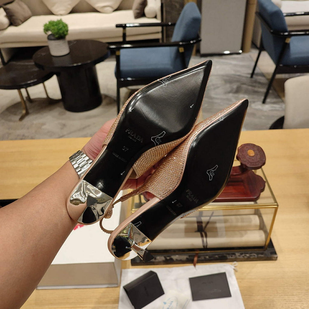 Prada 1I021N Satin slingbacks with crystals P78530