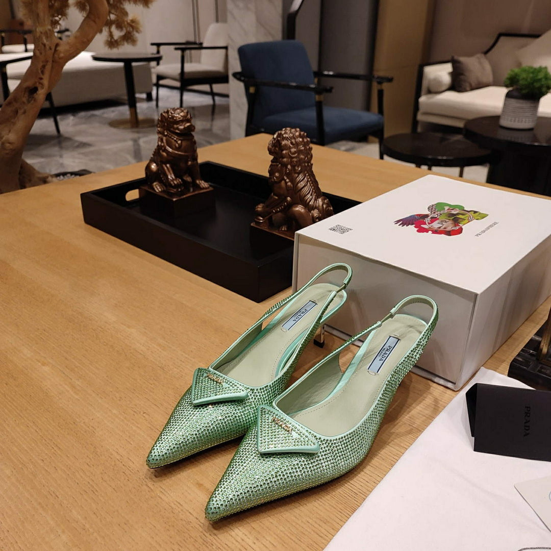 Prada 1I021N Satin slingbacks with crystals P78531