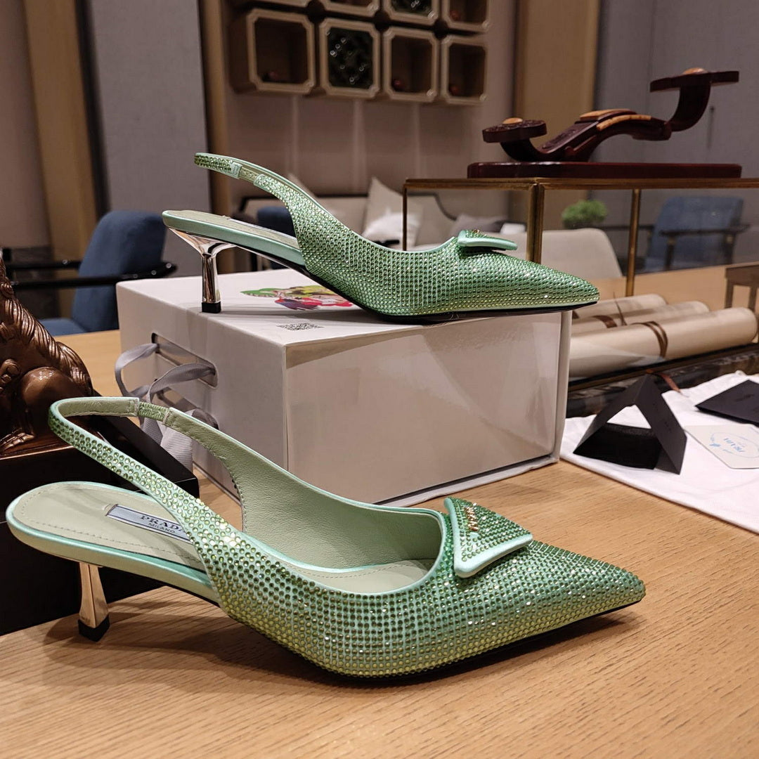 Prada 1I021N Satin slingbacks with crystals P78531