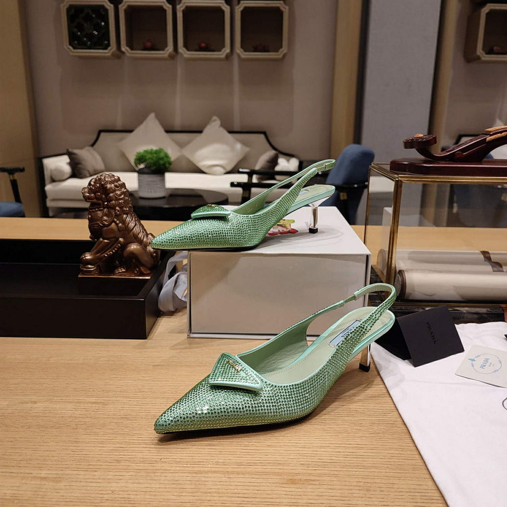 Prada 1I021N Satin slingbacks with crystals P78531
