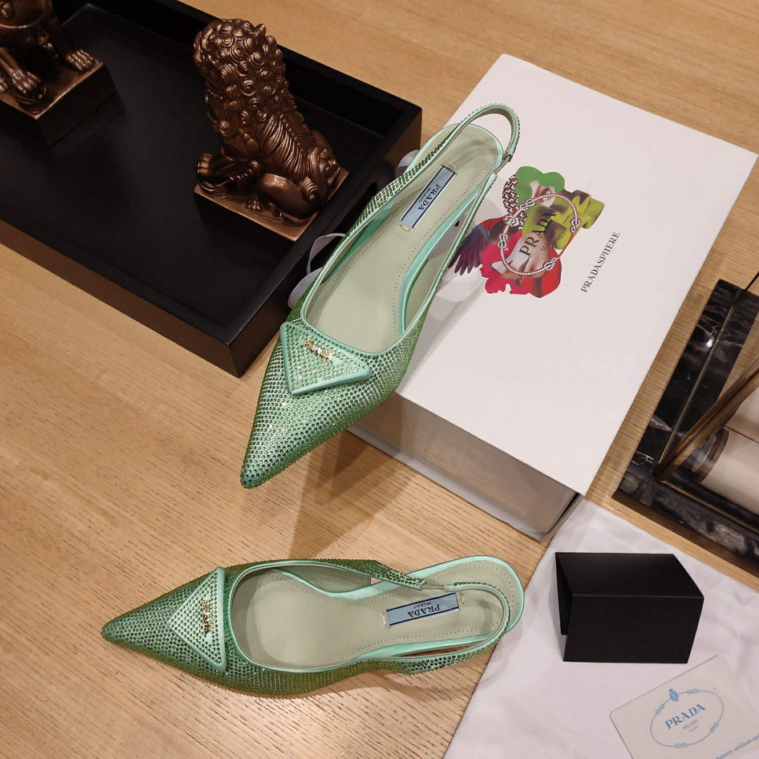 Prada 1I021N Satin slingbacks with crystals P78531