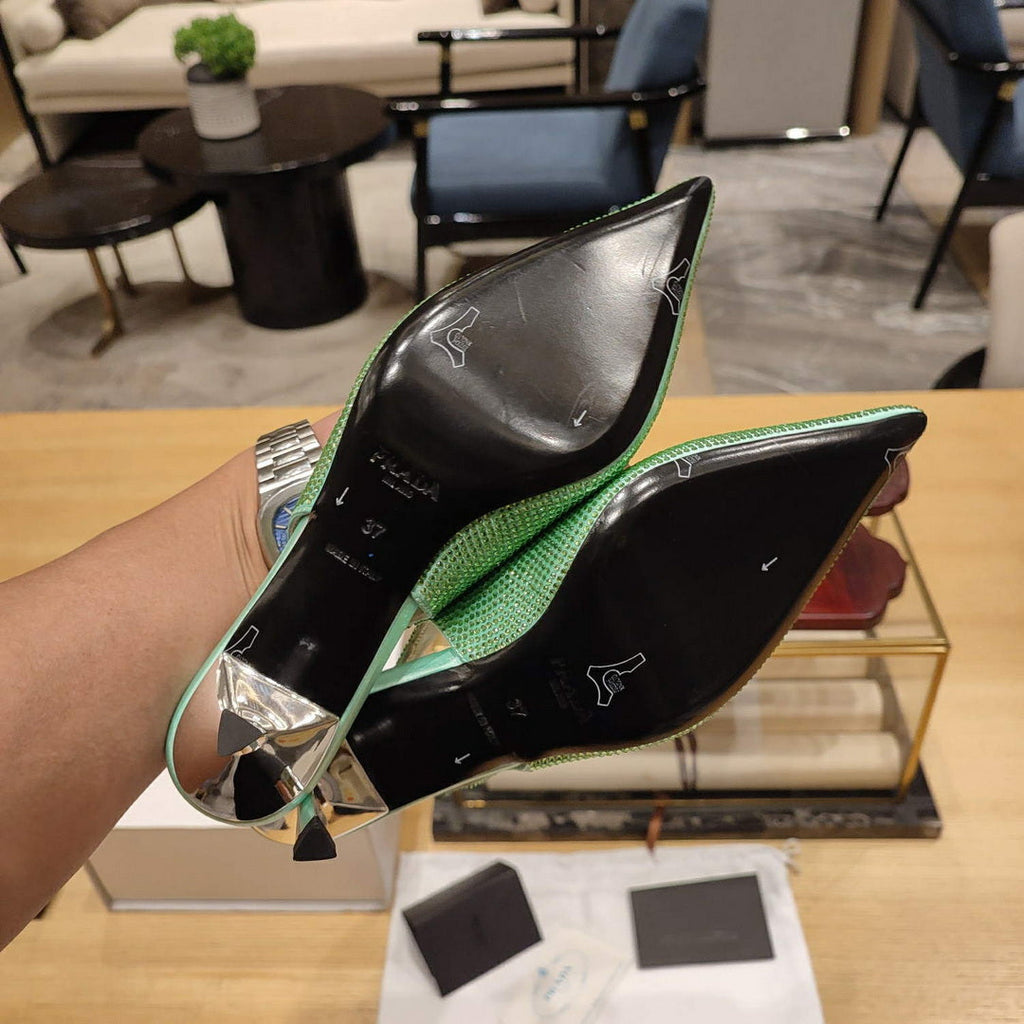 Prada 1I021N Satin slingbacks with crystals P78531