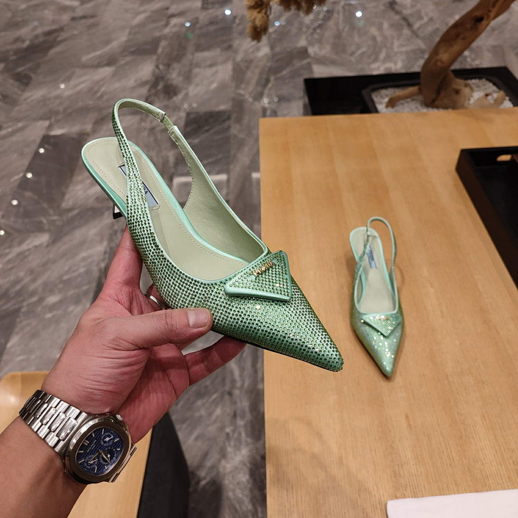 Prada 1I021N Satin slingbacks with crystals P78531
