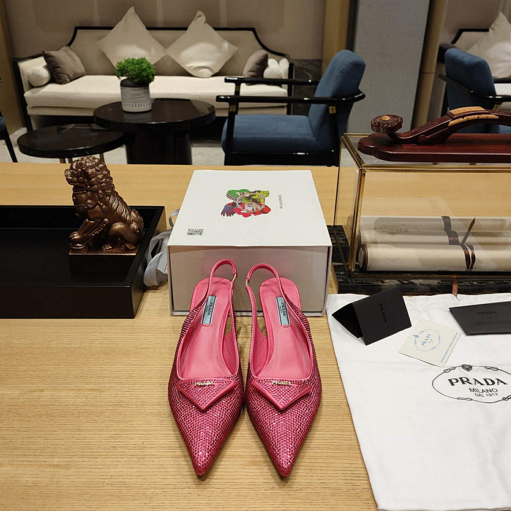 Prada 1I021N Satin slingbacks with crystals P78532