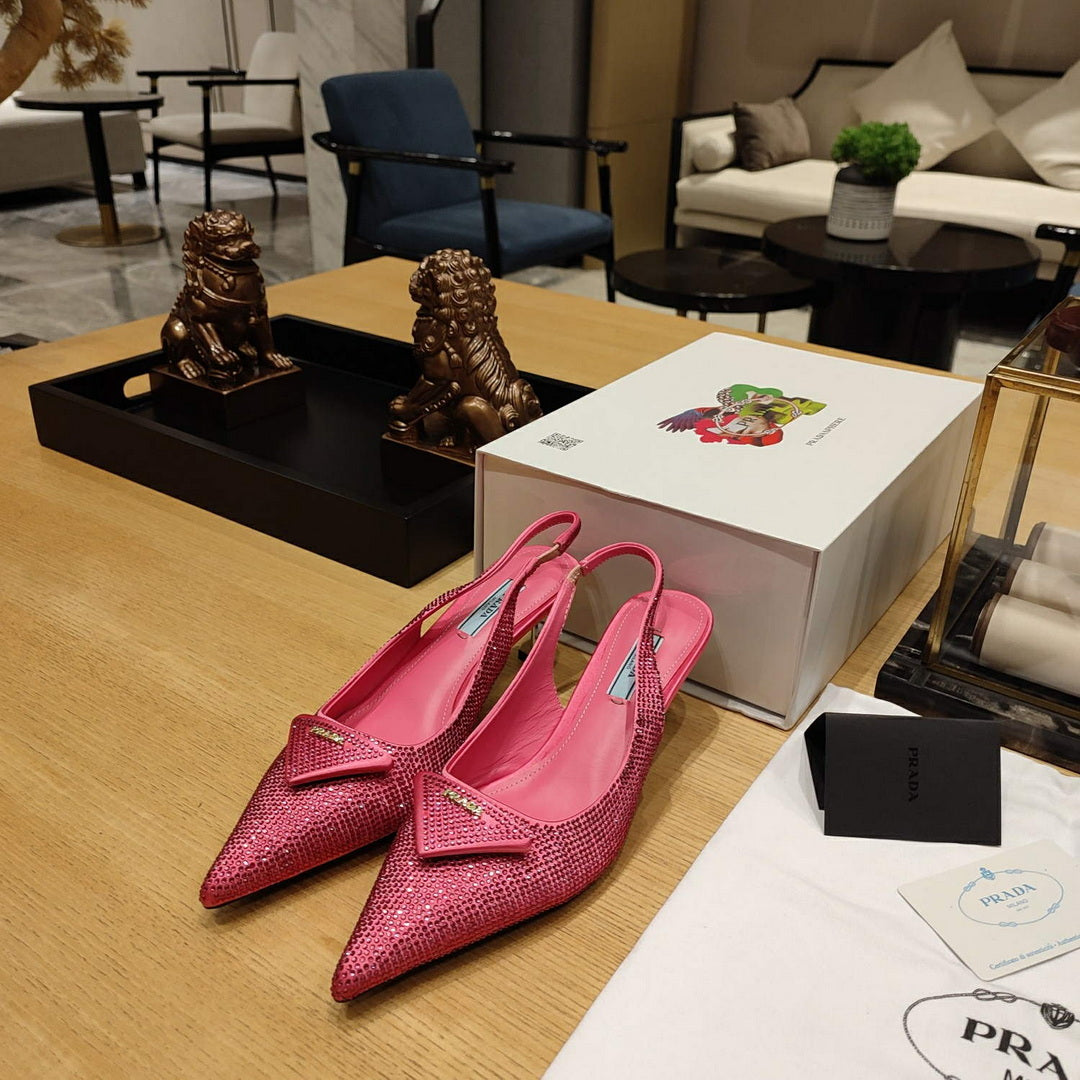 Prada 1I021N Satin slingbacks with crystals P78532