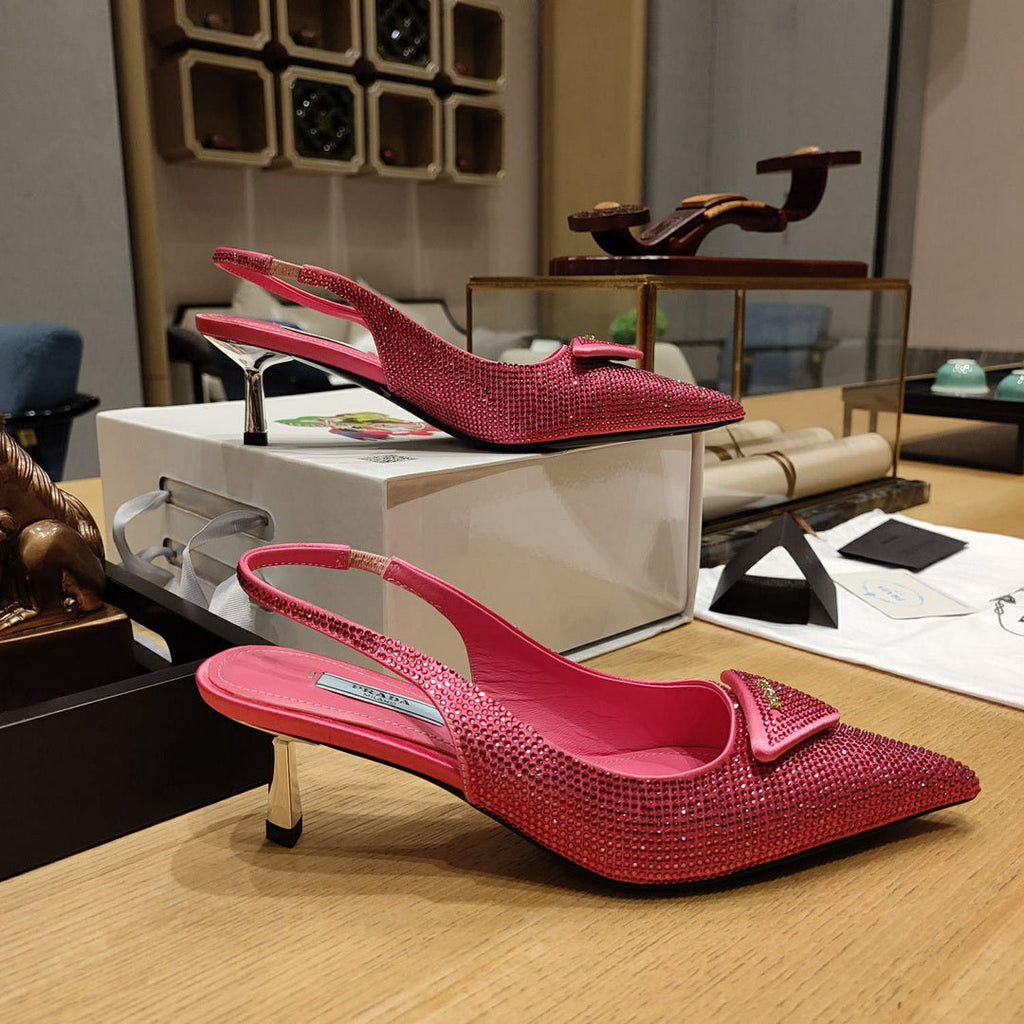 Prada 1I021N Satin slingbacks with crystals P78532