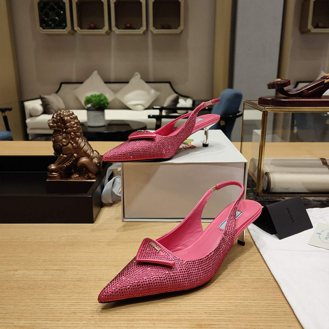 Prada 1I021N Satin slingbacks with crystals P78532