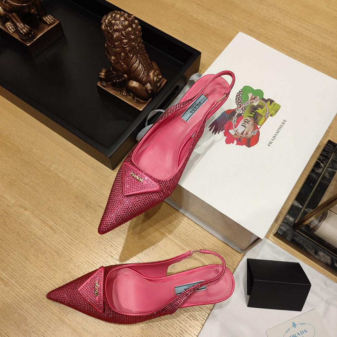 Prada 1I021N Satin slingbacks with crystals P78532