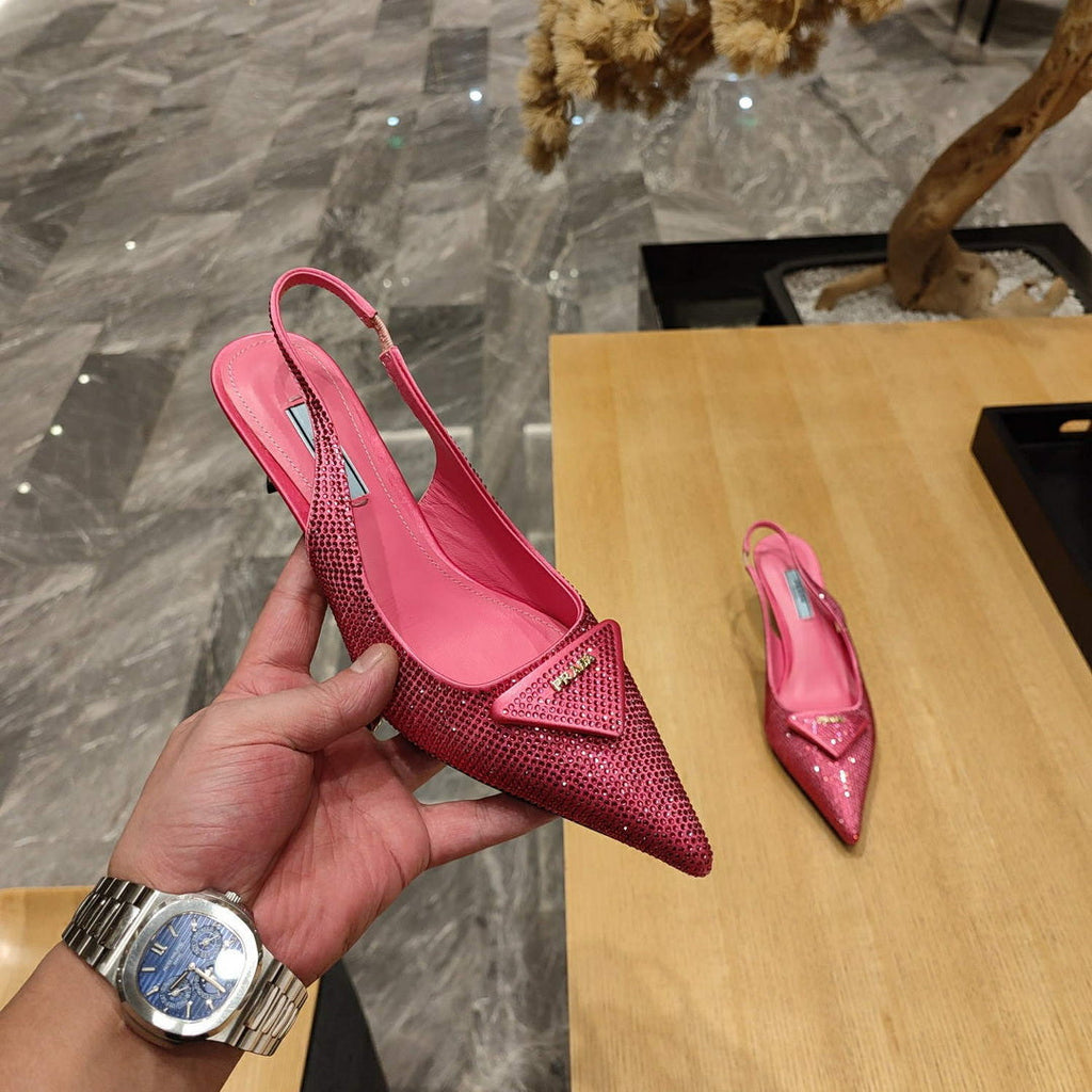 Prada 1I021N Satin slingbacks with crystals P78532