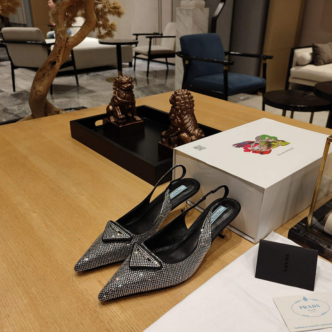 Prada 1I021N Satin slingbacks with crystals P78533