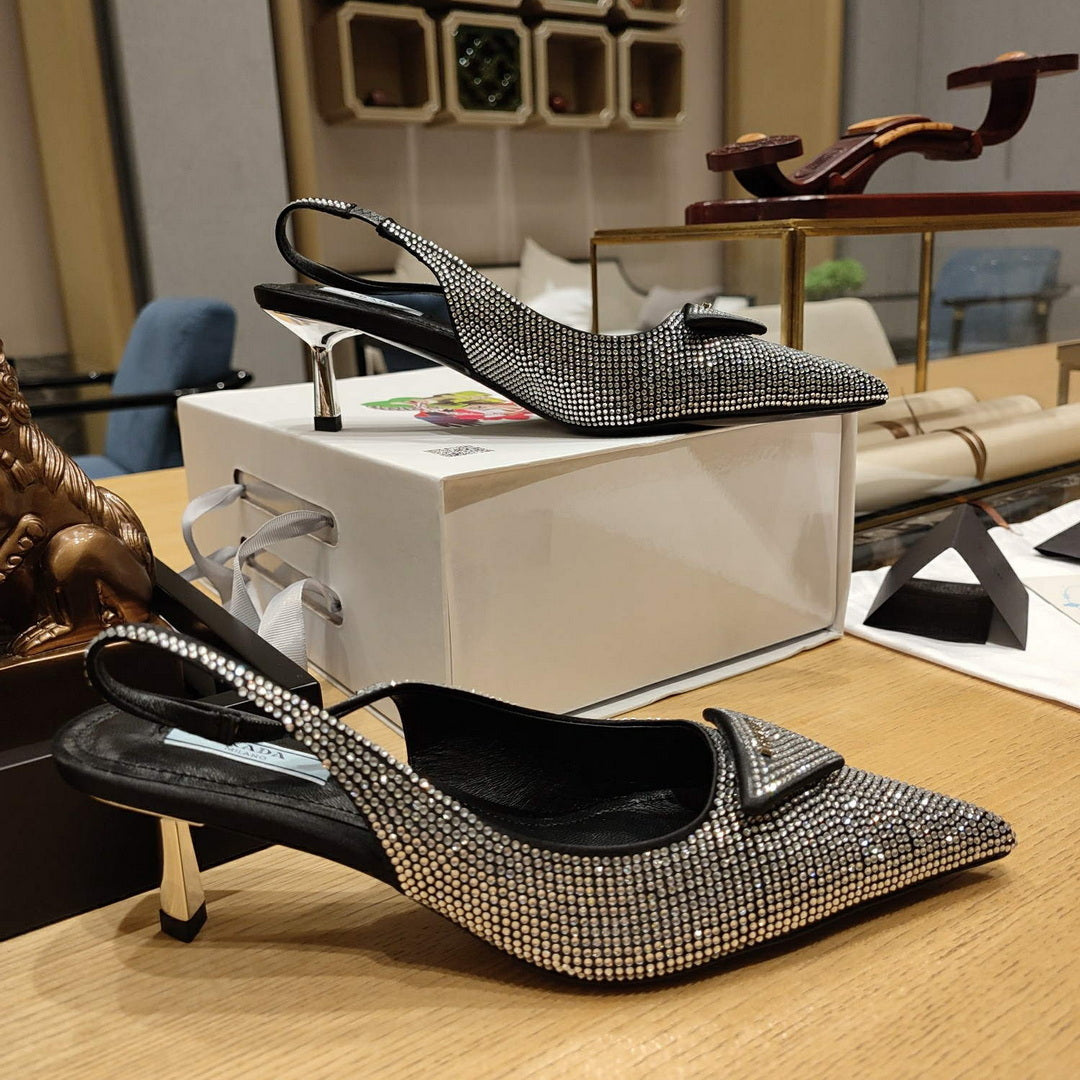 Prada 1I021N Satin slingbacks with crystals P78533