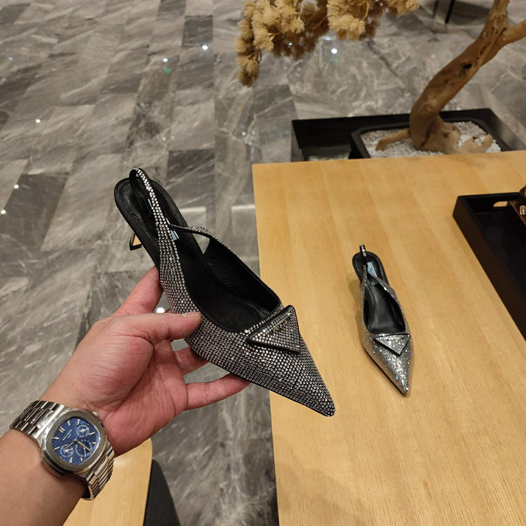 Prada 1I021N Satin slingbacks with crystals P78533