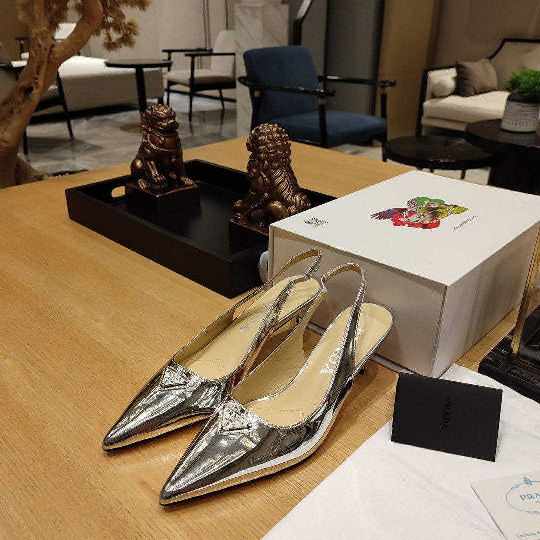 Prada 1I153N Patent-leather slingback pumps P78567