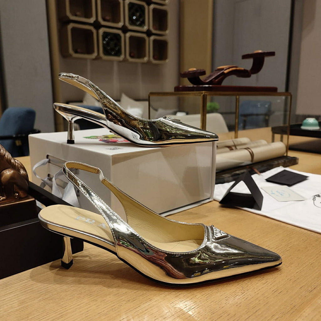 Prada 1I153N Patent-leather slingback pumps P78567