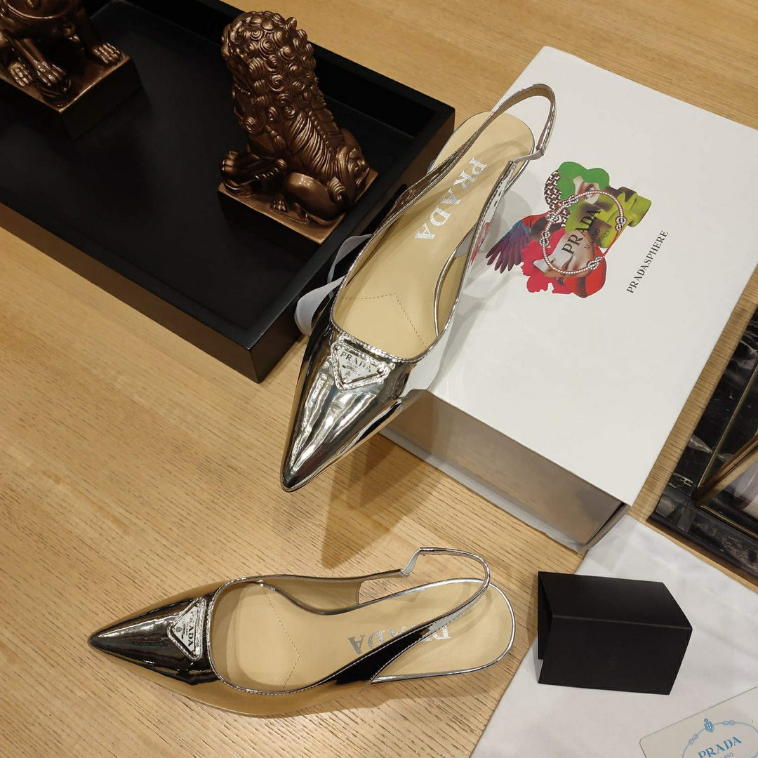 Prada 1I153N Patent-leather slingback pumps P78567