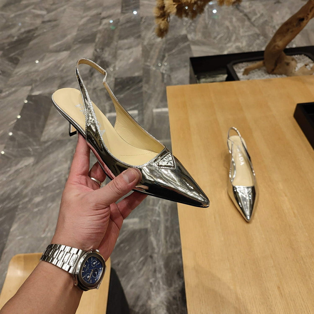 Prada 1I153N Patent-leather slingback pumps P78567