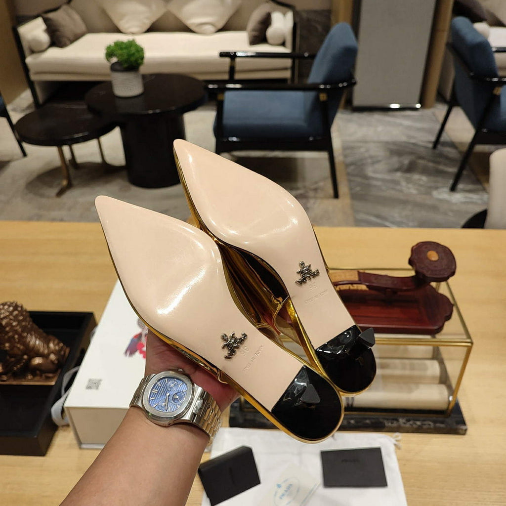 Prada 1I153N Patent-leather slingback pumps P78568