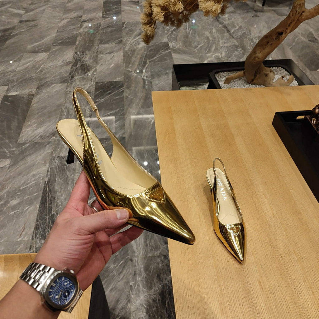 Prada 1I153N Patent-leather slingback pumps P78568