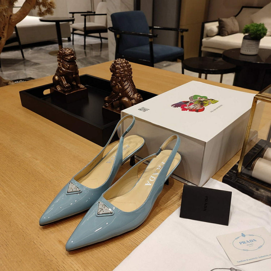 Prada 1I153N Patent-leather slingback pumps P78569