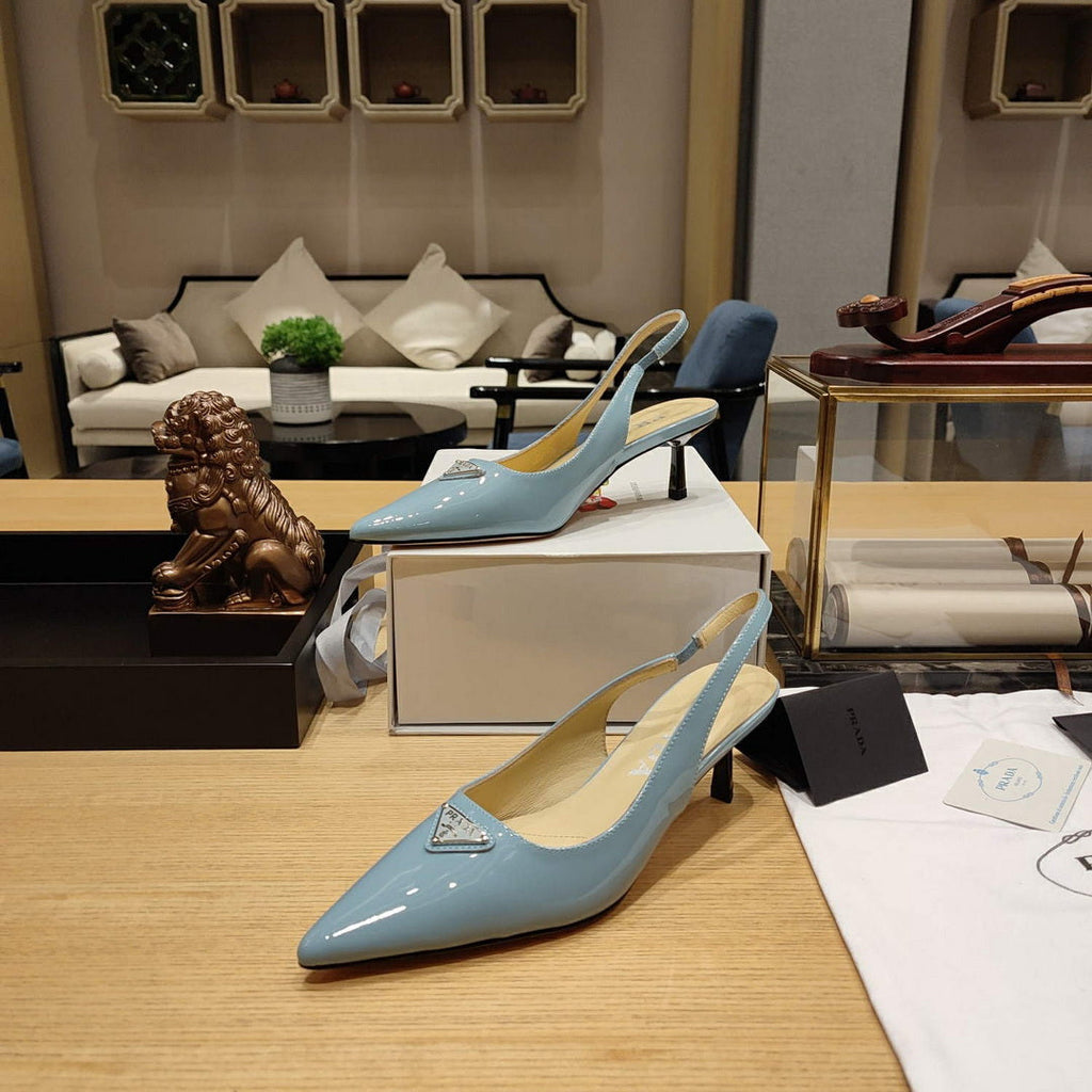 Prada 1I153N Patent-leather slingback pumps P78569