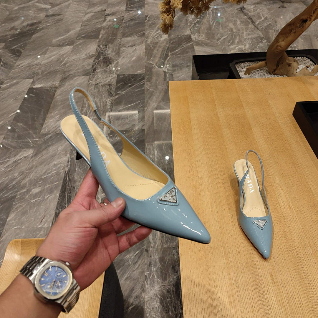 Prada 1I153N Patent-leather slingback pumps P78569
