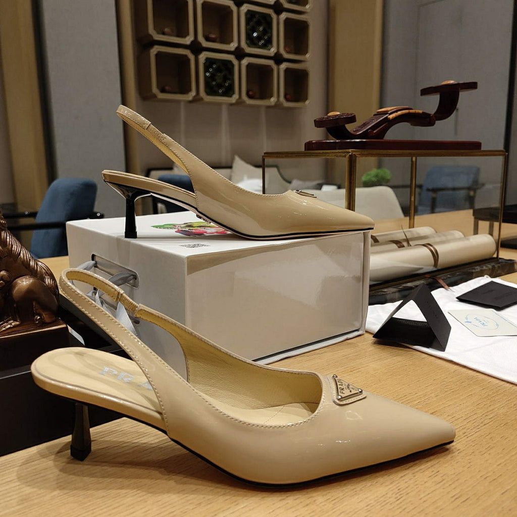 Prada 1I153N Patent-leather slingback pumps P78570