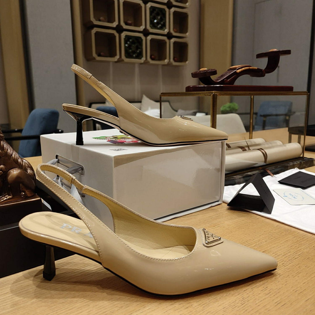 Prada 1I153N Patent-leather slingback pumps P78570