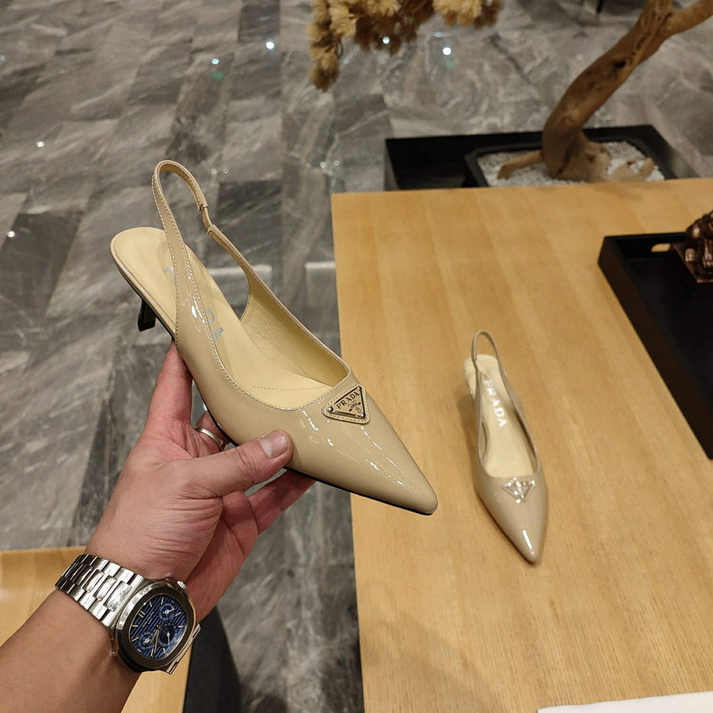 Prada 1I153N Patent-leather slingback pumps P78570