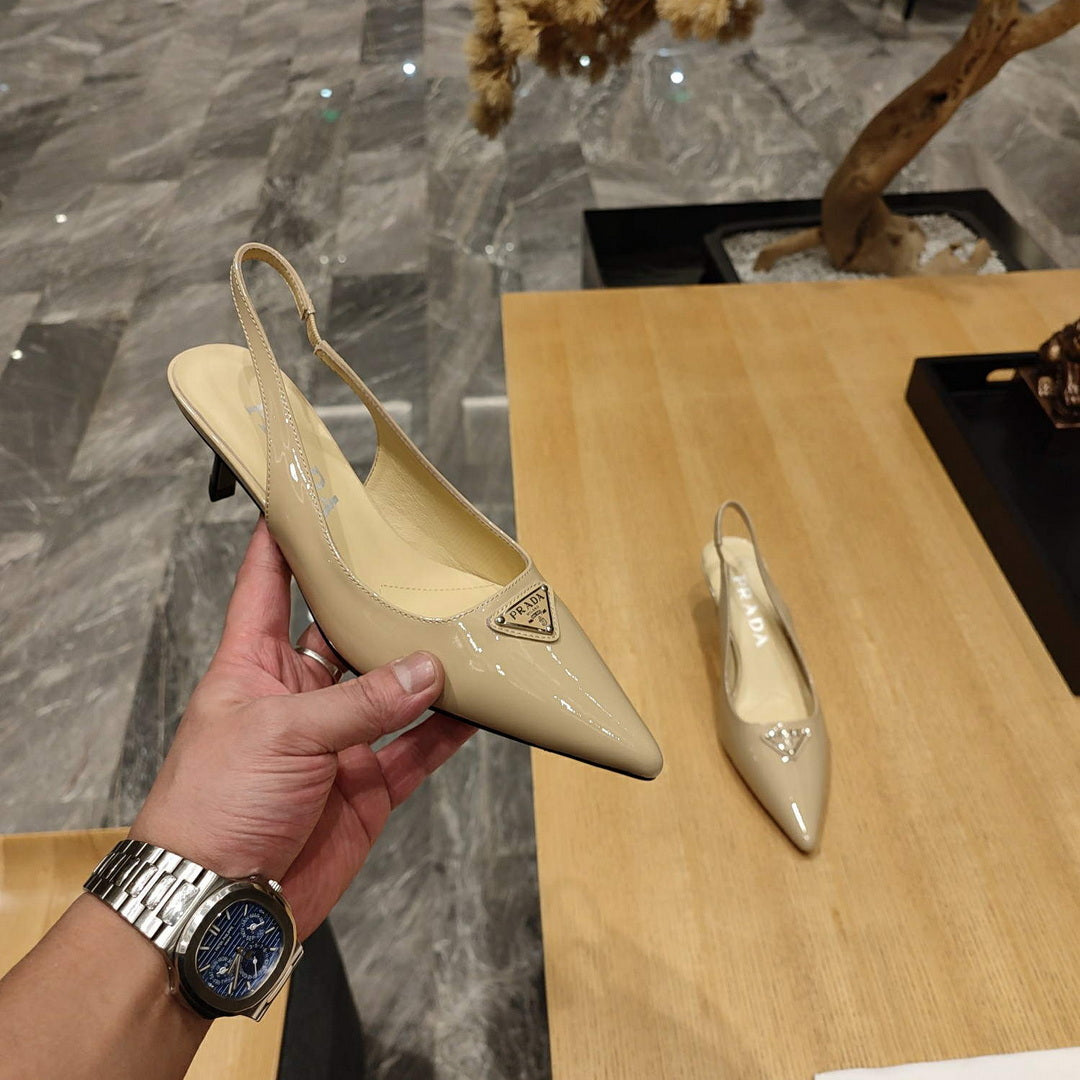 Prada 1I153N Patent-leather slingback pumps P78570