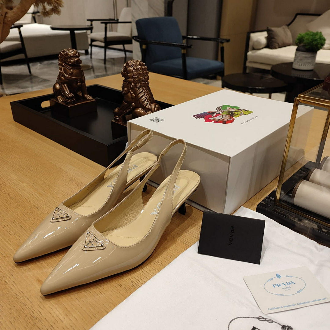 Prada 1I153N Patent-leather slingback pumps P78570