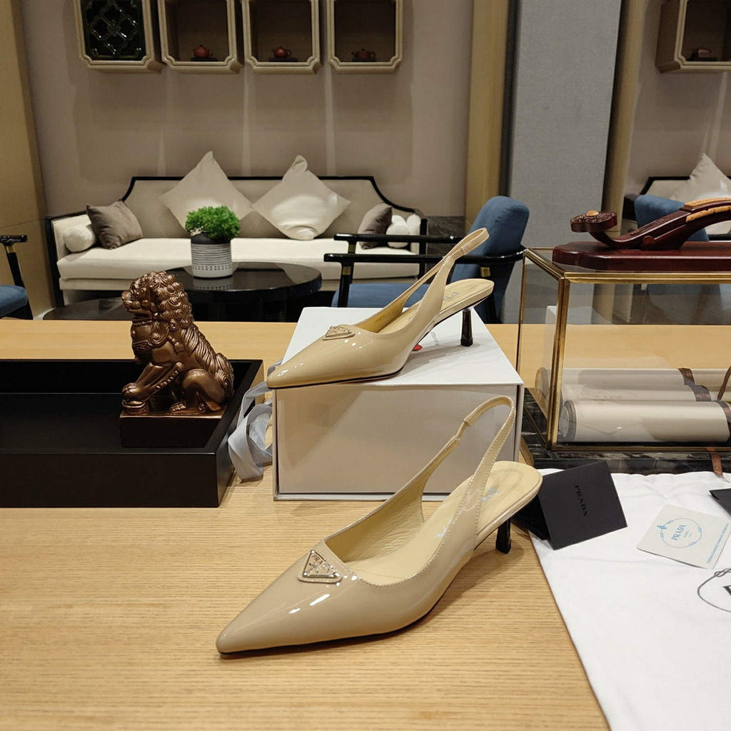 Prada 1I153N Patent-leather slingback pumps P78570